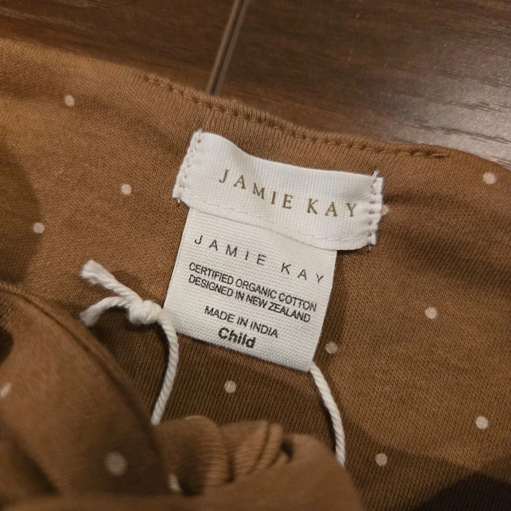 Jamie Kay‎ Kids Organic Cotton Knotted Headband Brown Polka Dot New With Tags